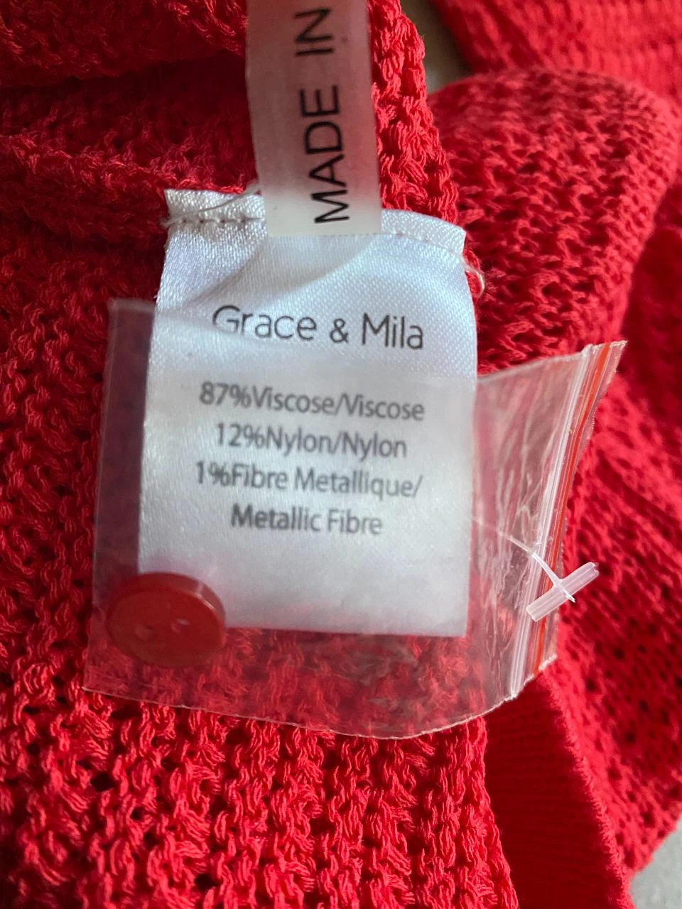 Grace & Mila rood gebreide cardigan maat 36 met opengewerkte steken, florale kant & gouden rand – photo 9